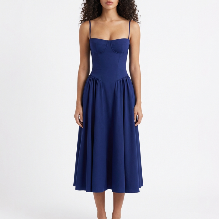 Sofia | Abito Midi Donna con Corsetto e Spalline Sottili | Romantico