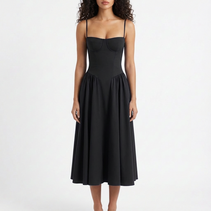 Sofia | Abito Midi Donna con Corsetto e Spalline Sottili | Romantico