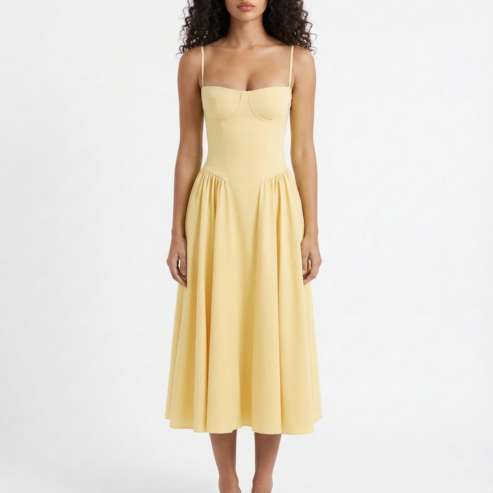 Sofia | Abito Midi Donna con Corsetto e Spalline Sottili | Romantico