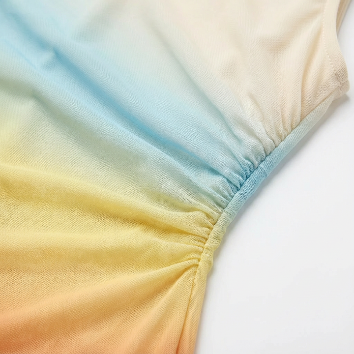 Sofia | Abito Midi Donna con Effetto Sfumato e Dettaglio Arricciato | Elegante