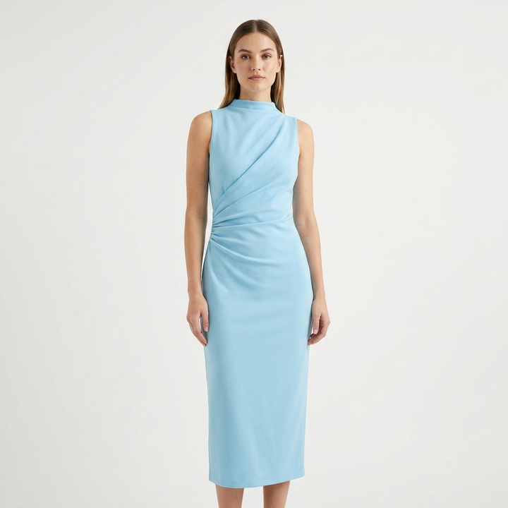 Sofia | Abito Midi Donna con Effetto Sfumato e Dettaglio Arricciato | Elegante