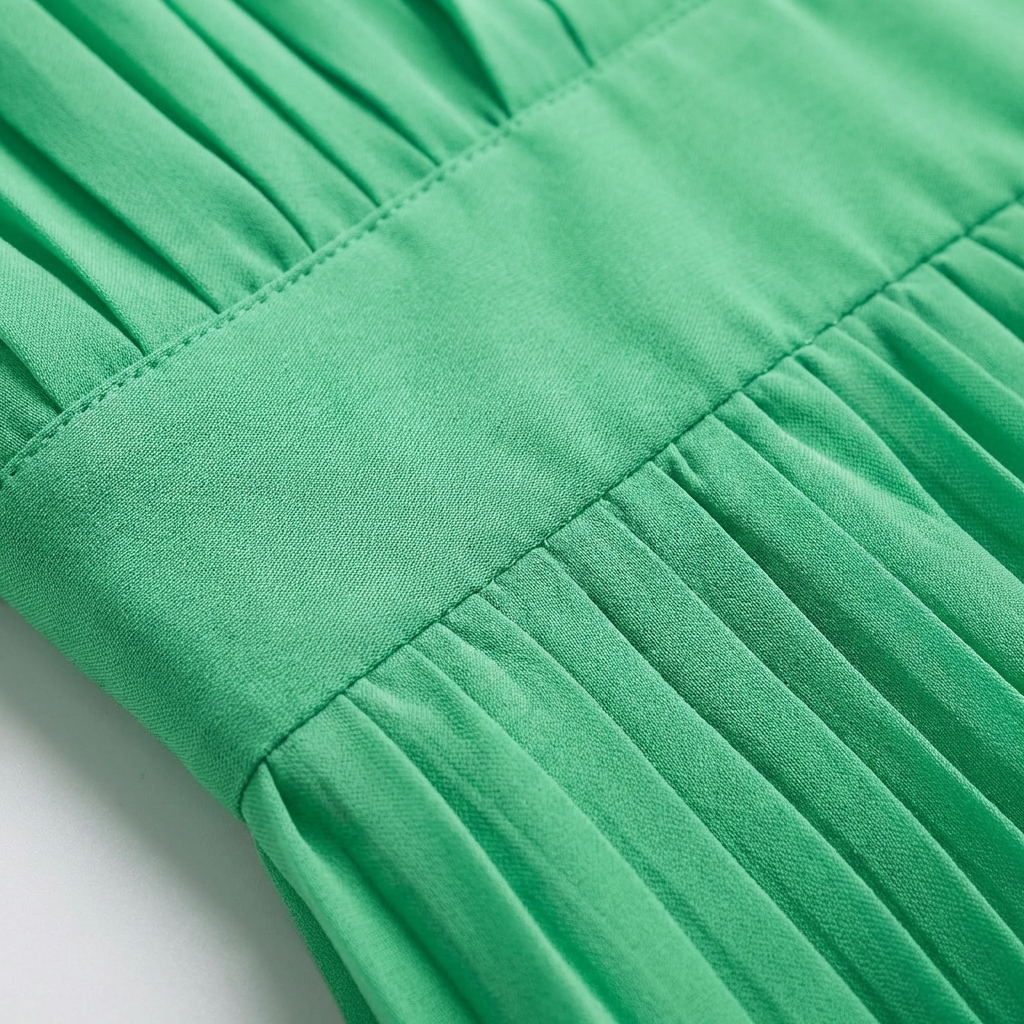 Sofia | Abito Midi Donna con Tessuto Plissettato e Scollo a V | Elegante