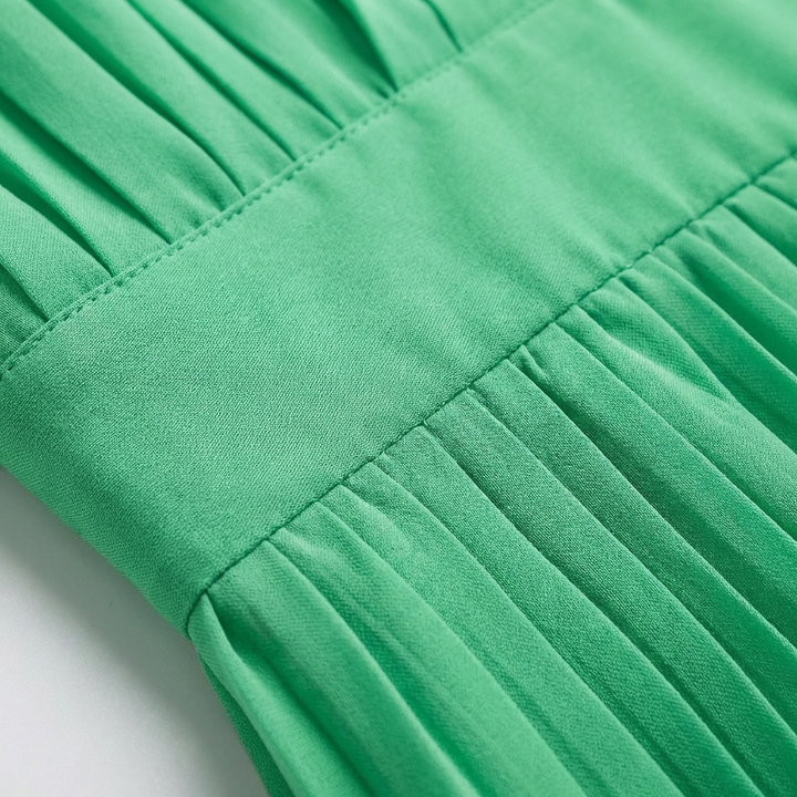 Sofia | Abito Midi Donna con Tessuto Plissettato e Scollo a V | Elegante