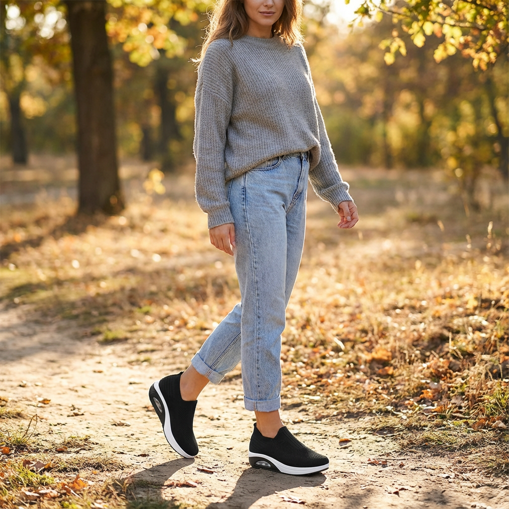 Sofia | Mujer Zapatillas Slip-On Con Tejido Transpirable Y Tobillo Elástico | Confort