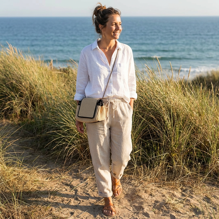 Sofia | Pantaloni Donna con Vita con Laccio e Orlo Ripiegato | Informale