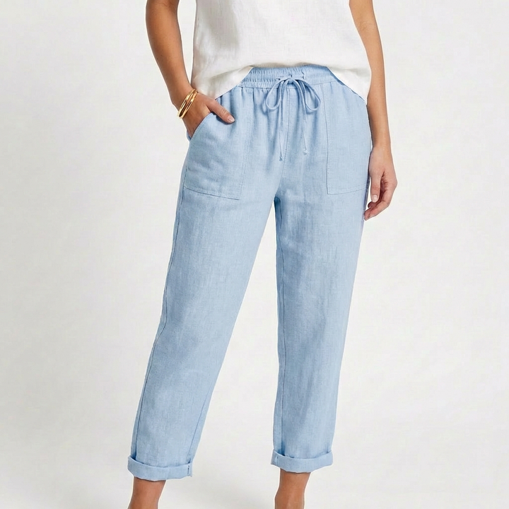 Sofia | Pantaloni Donna con Vita con Laccio e Orlo Ripiegato | Informale