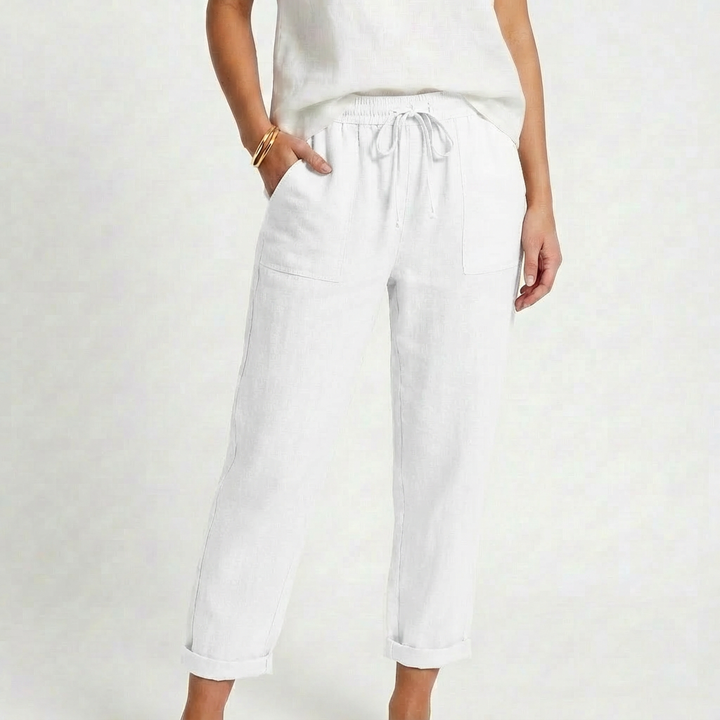 Sofia | Pantaloni Donna con Vita con Laccio e Orlo Ripiegato | Informale