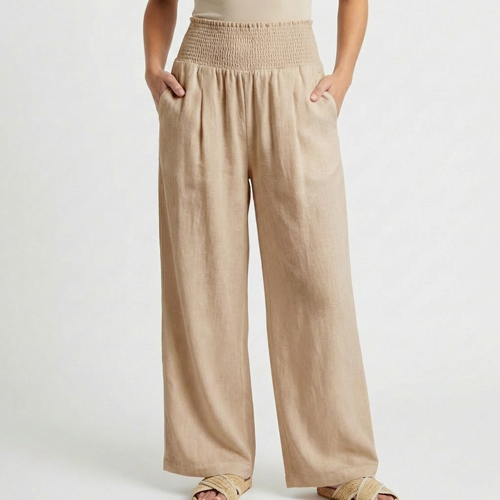 Sofia | Pantaloni Palazo Donna con Vita Arricciata e Gamba Larga | Informale