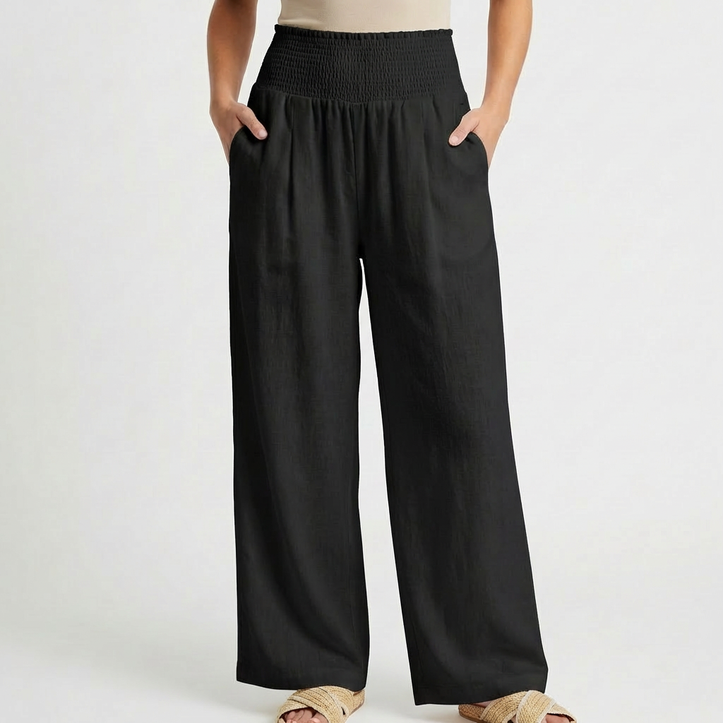 Sofia | Pantaloni Palazo Donna con Vita Arricciata e Gamba Larga | Informale