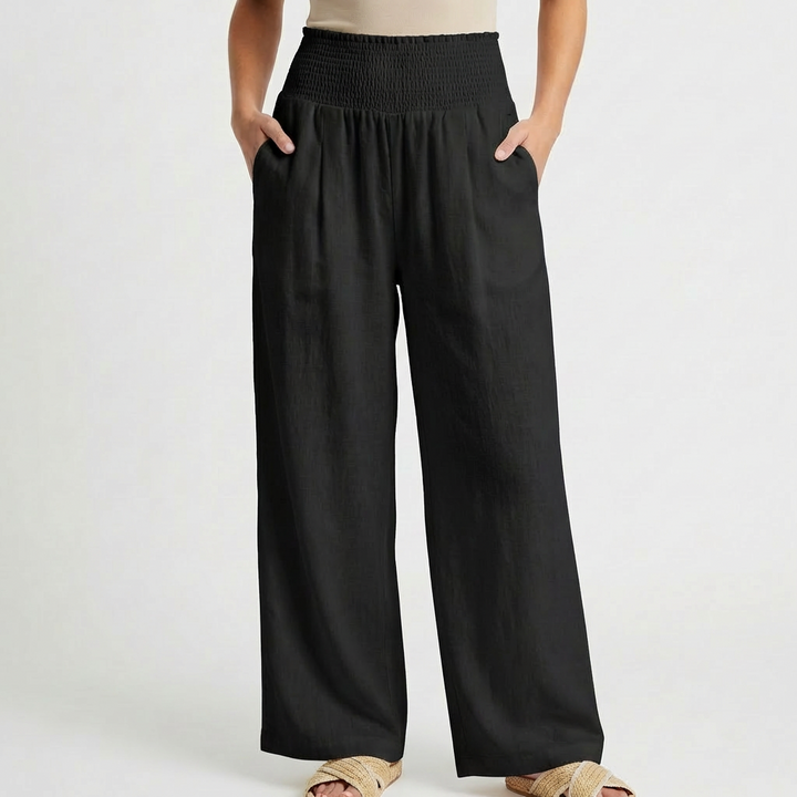 Sofia | Pantaloni Palazo Donna con Vita Arricciata e Gamba Larga | Informale