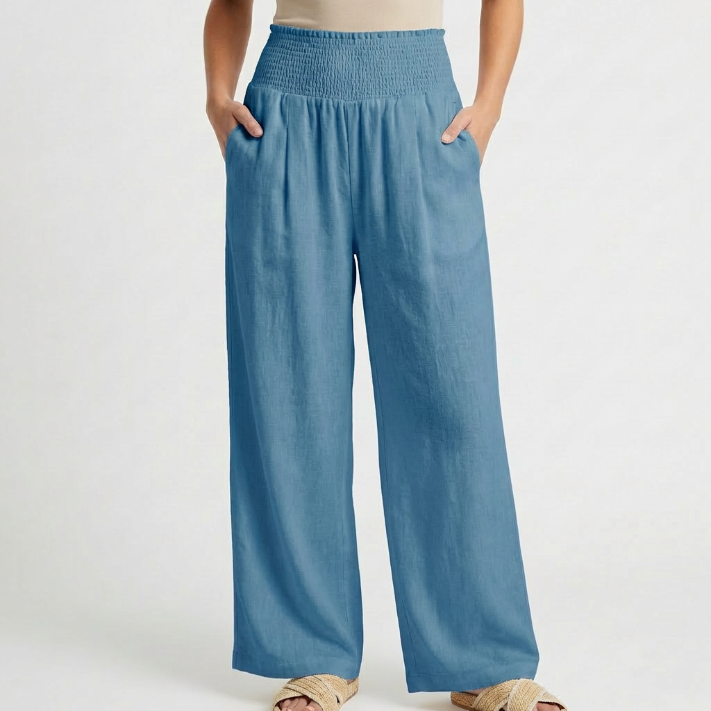 Sofia | Pantaloni Palazo Donna con Vita Arricciata e Gamba Larga | Informale