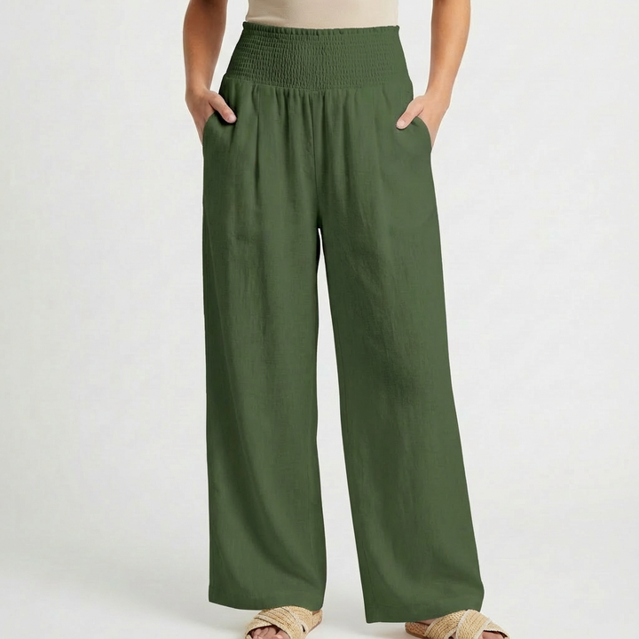Sofia | Pantaloni Palazo Donna con Vita Arricciata e Gamba Larga | Informale