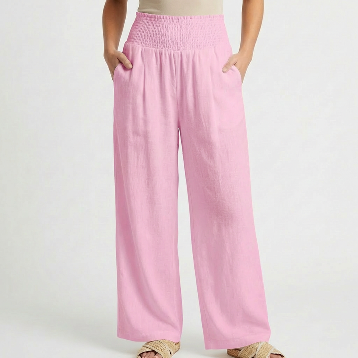Sofia | Pantaloni Palazo Donna con Vita Arricciata e Gamba Larga | Informale