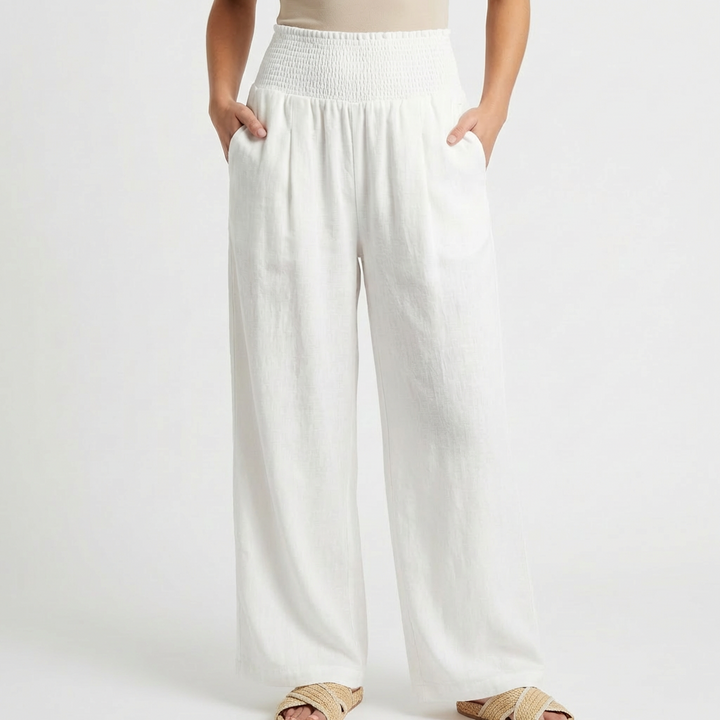Sofia | Pantaloni Palazo Donna con Vita Arricciata e Gamba Larga | Informale