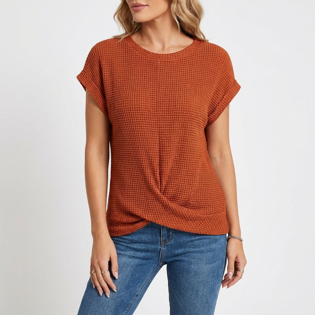 Sofía | Top Textura Waffle Manga Corta Mujer Casual