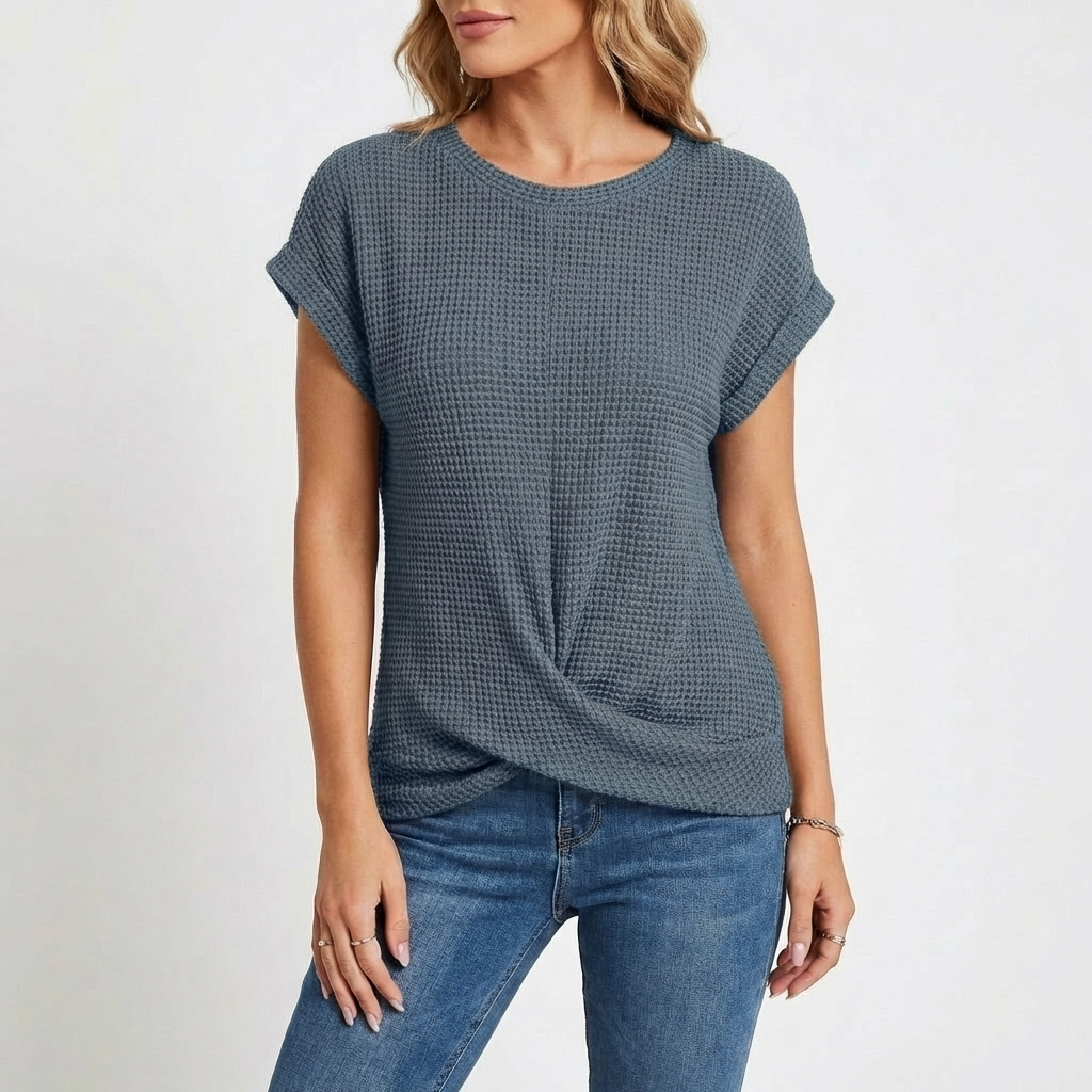 Sofía | Top Textura Waffle Manga Corta Mujer Casual