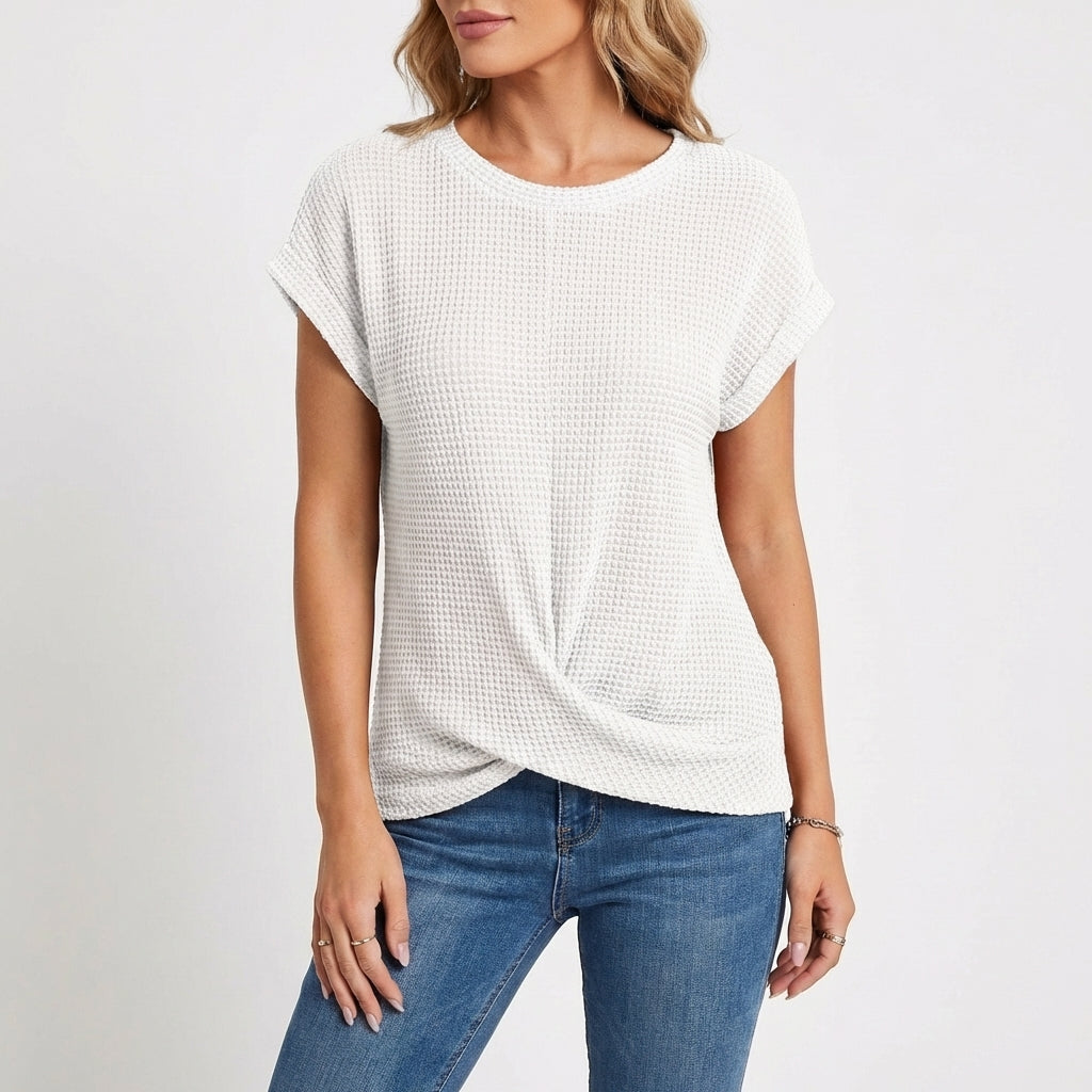 Sofía | Top Textura Waffle Manga Corta Mujer Casual