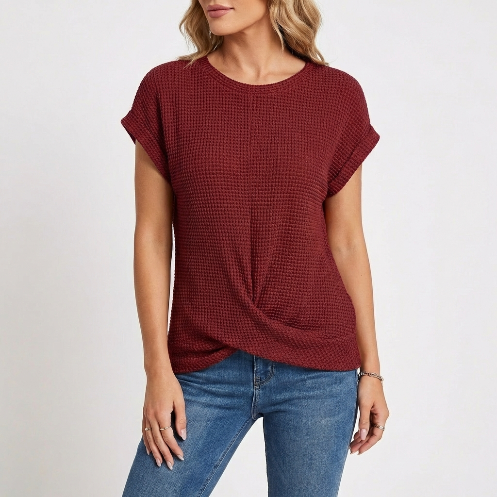 Sofía | Top Textura Waffle Manga Corta Mujer Casual