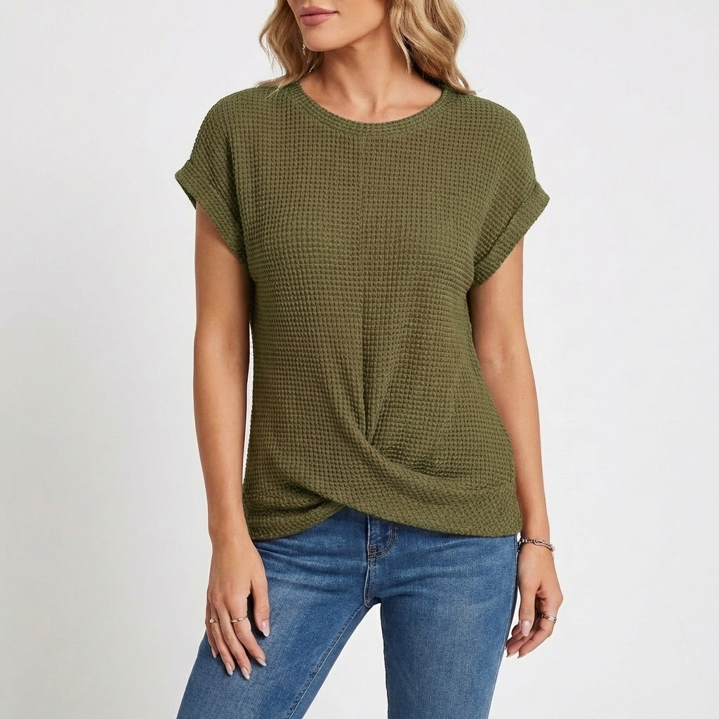 Sofía | Top Textura Waffle Manga Corta Mujer Casual