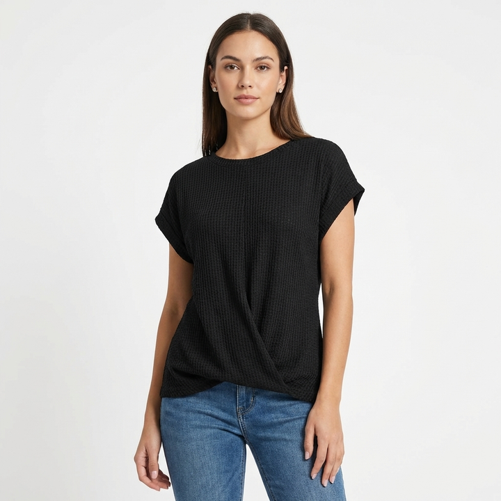 Sofía | Top Textura Waffle Manga Corta Mujer Casual