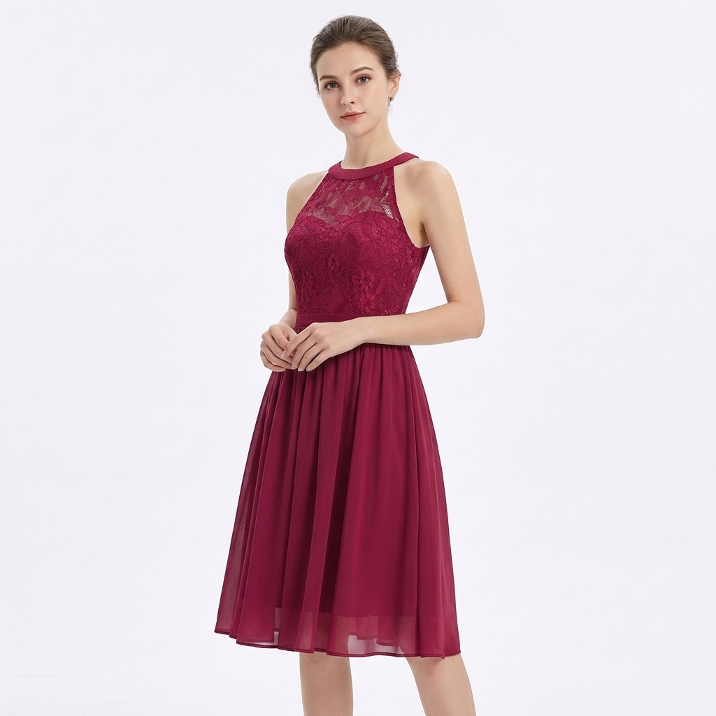 Sofia | Abito Midi Donna con Scollo a Fascia e Gonna Leggera | Elegante