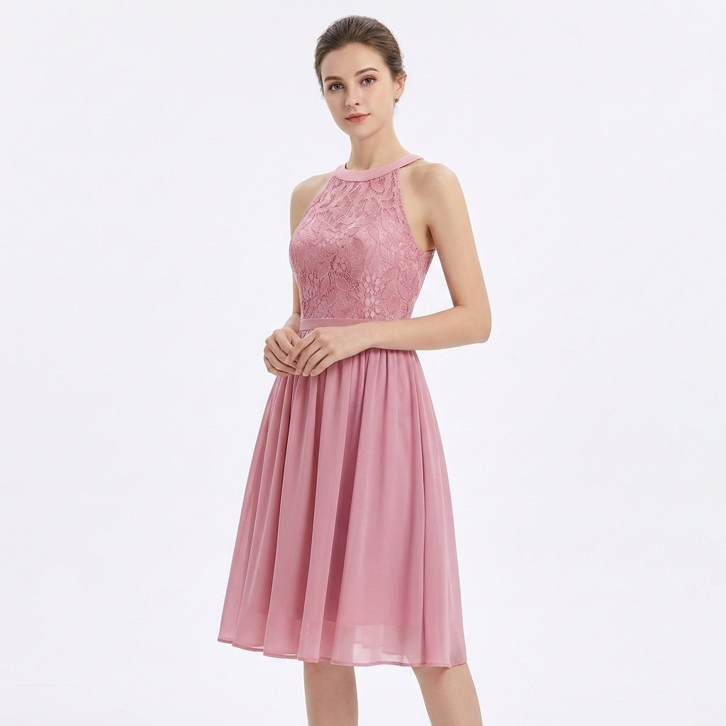 Sofia | Abito Midi Donna con Scollo a Fascia e Gonna Leggera | Elegante