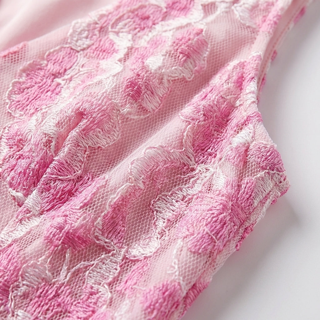 Sofia | Abito lungo rosa da donna con motivo floreale e scollo a V | Romantico