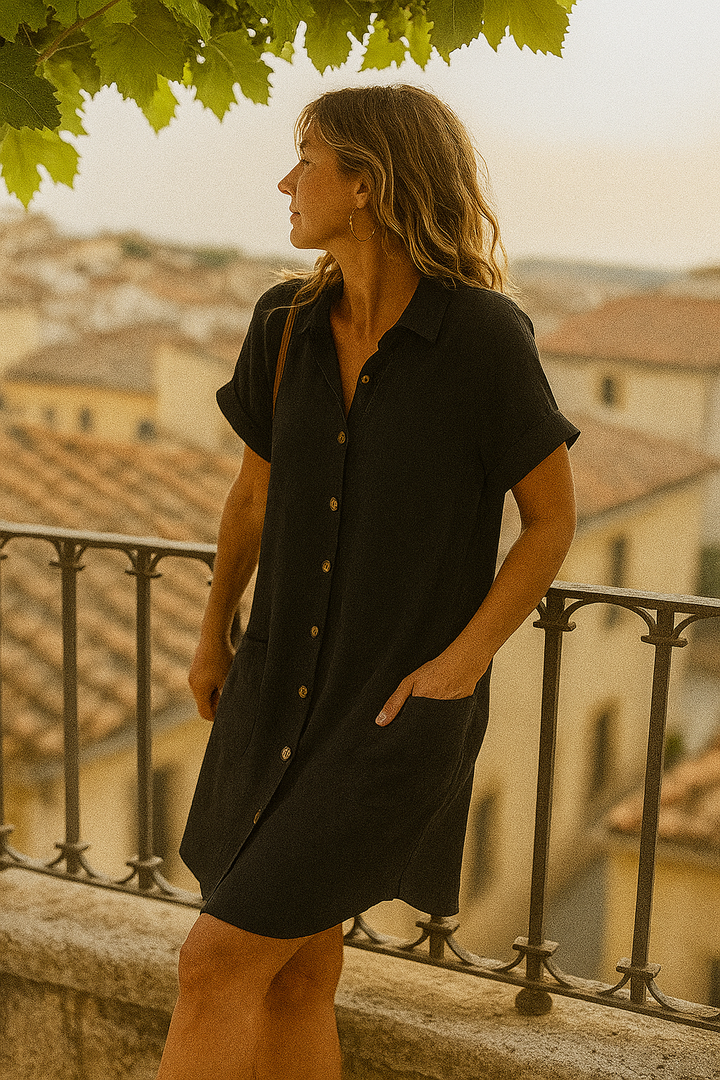 Solea | Vestido Mini Vintage de Mujer con Cuello en V | Elegante y Ligero para Verano