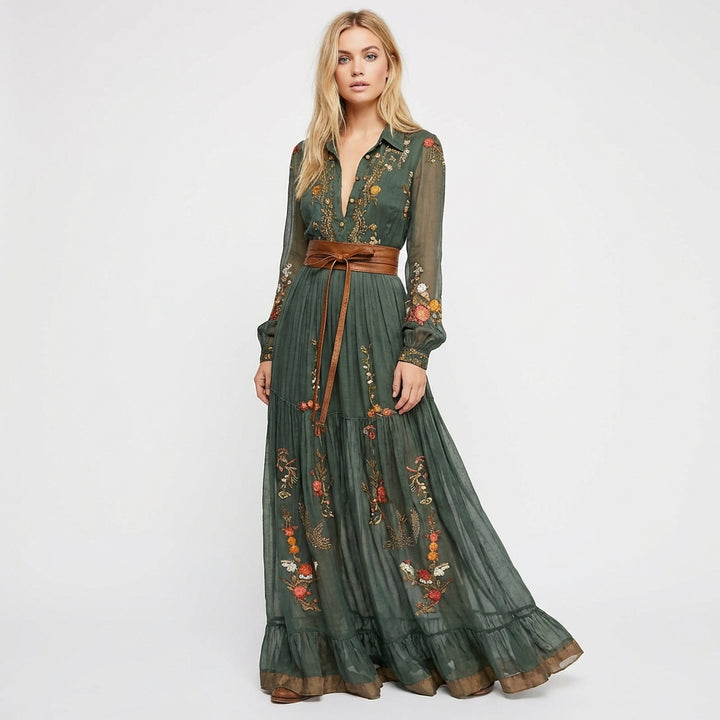 Soledad | Abito Lungo Ricamato Bohemien Donna