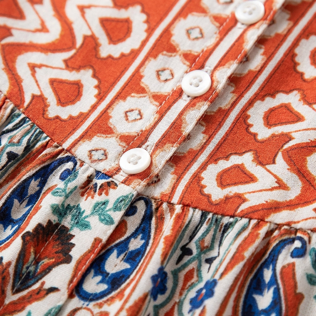 Triana | Vestito Corto Etnico a Balze Donna Boho