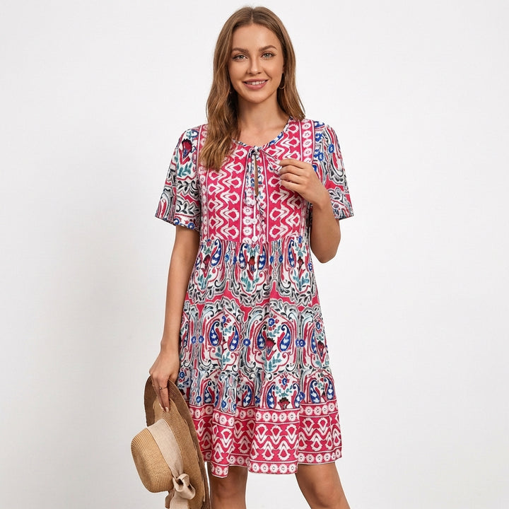 Triana | Vestito Corto Etnico a Balze Donna Boho
