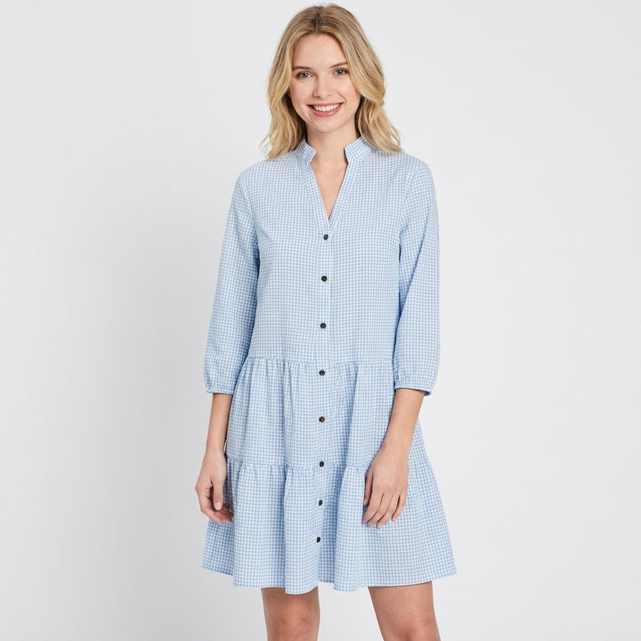 Tuva | Vestito corto a quadretti Vichy a balze donna