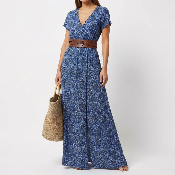 Valentina | Abito lungo da donna con stampa e spacco