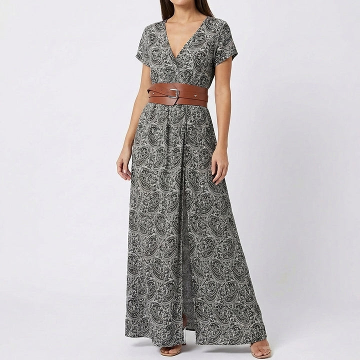 Valentina | Abito lungo da donna con stampa e spacco