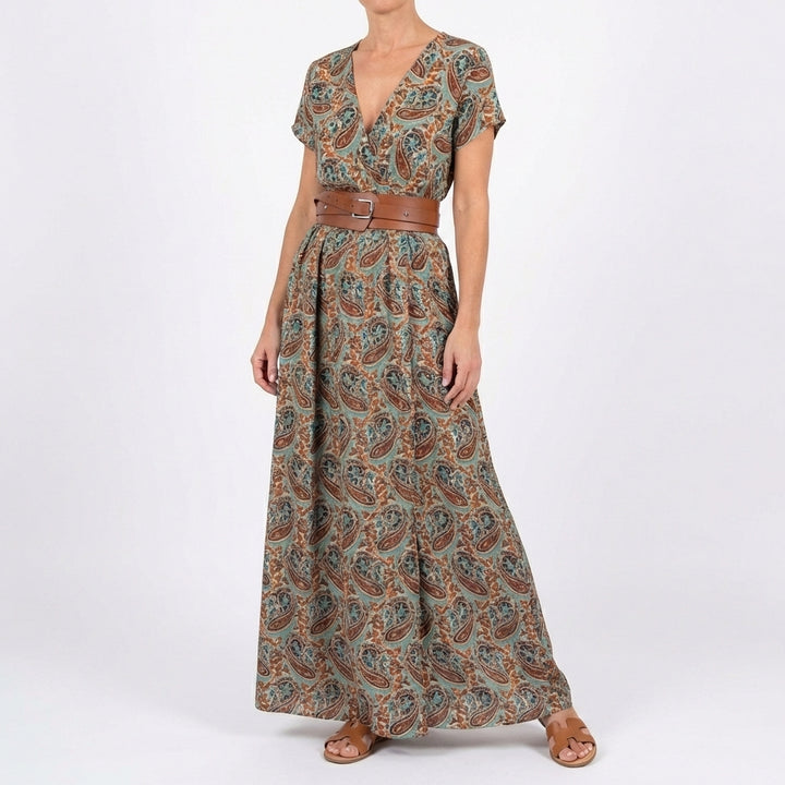 Valentina | Abito lungo da donna con stampa e spacco