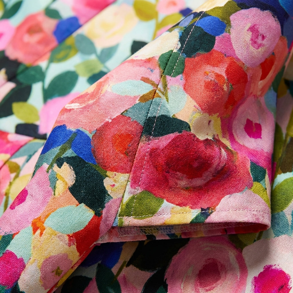 Valentina | Abito Midi Floreale con Manica a Mantella Donna