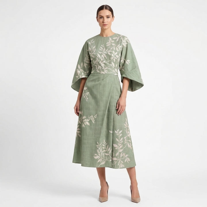 Valentina | Abito Midi Floreale con Manica a Mantella Donna