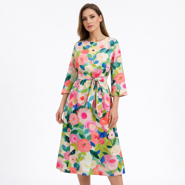 Valentina | Vestito Midi in Poliestere Degradé con Fiocco Donna