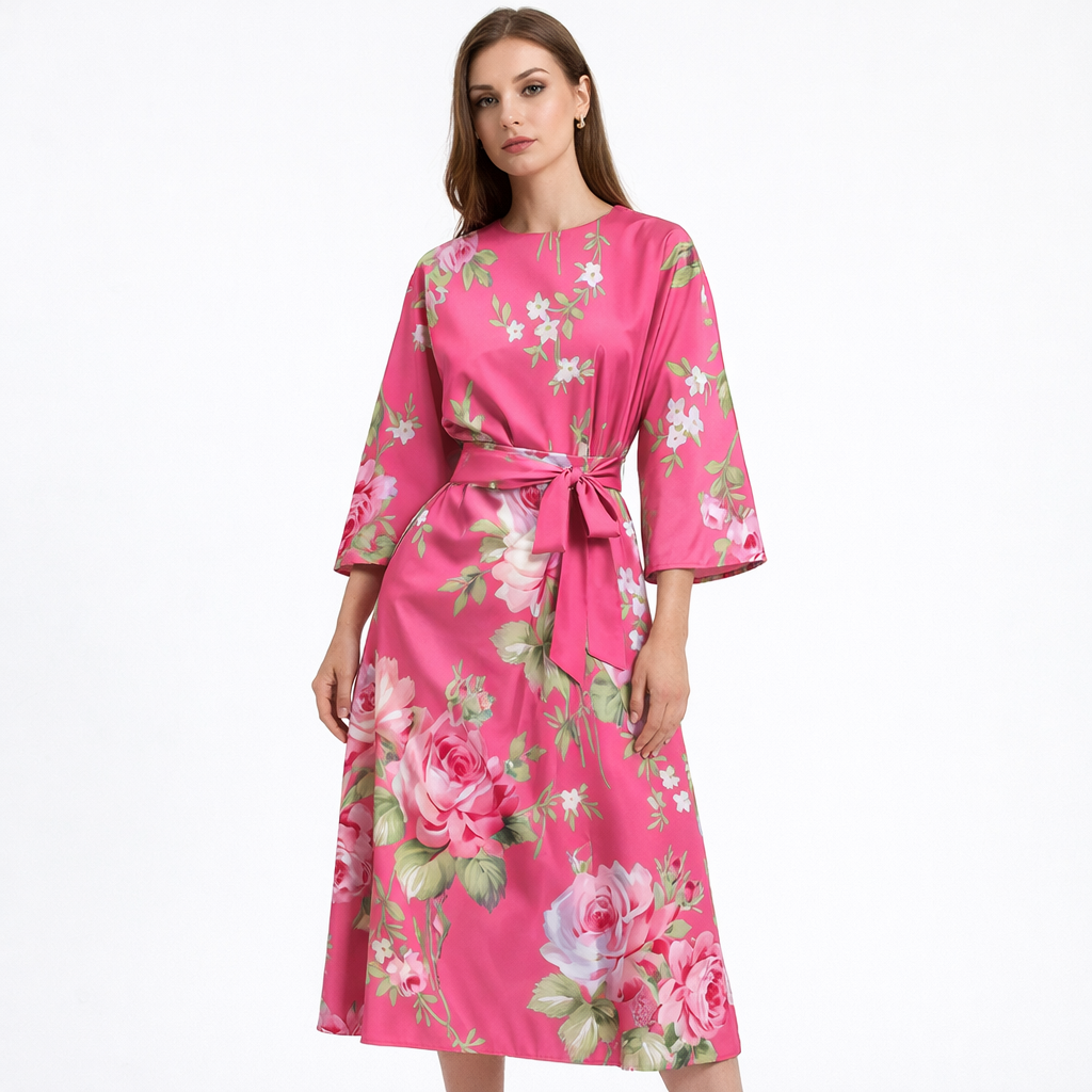 Valentina | Vestito Midi in Poliestere Degradé con Fiocco Donna