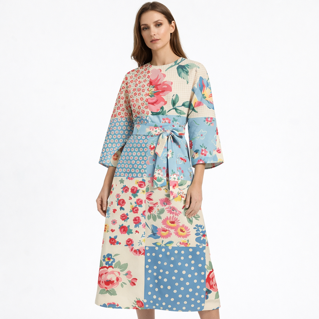 Valentina | Vestito Midi in Poliestere Degradé con Fiocco Donna