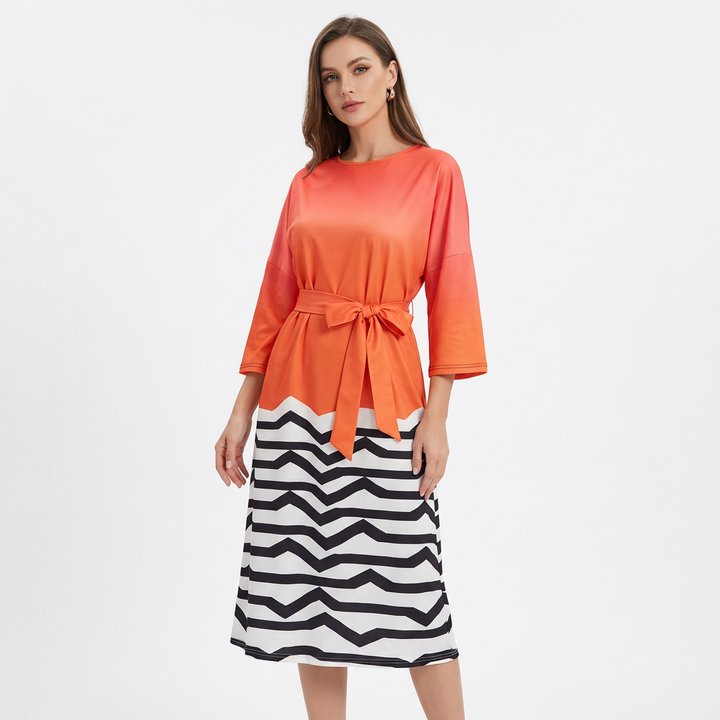 Valentina | Vestito Midi in Poliestere Degradé con Fiocco Donna