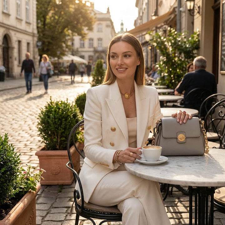 Valeria | Blazer Mujer Con Cierre Cruzado Y Botones Decorativos | Elegante