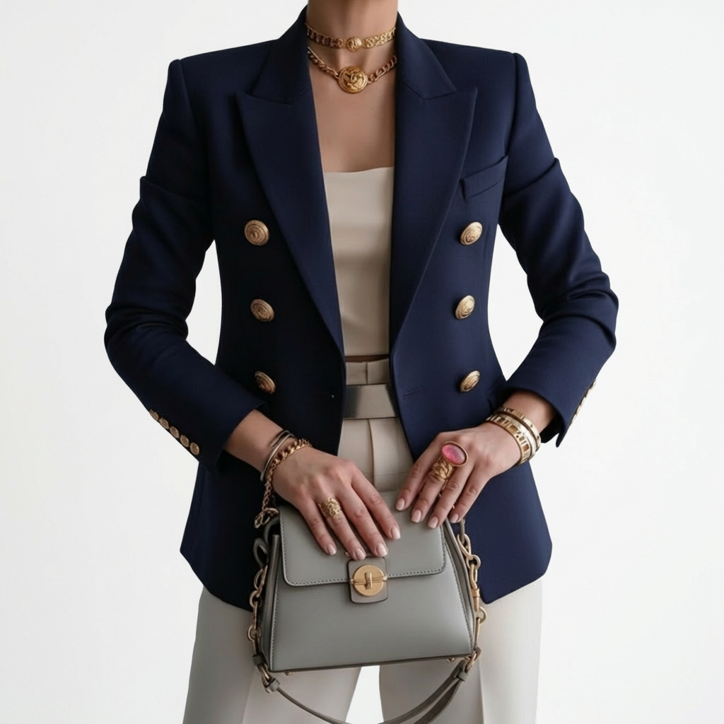 Valeria | Blazer Mujer Con Cierre Cruzado Y Botones Decorativos | Elegante