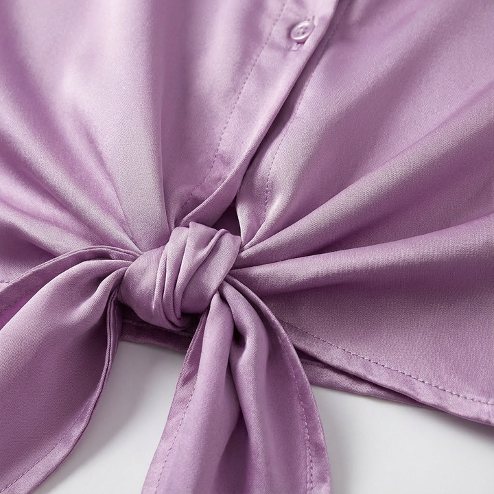 Valeria | Camicetta Donna con Colletto Classico e Orlo Annodato | Elegante