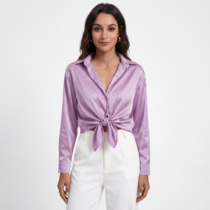 Valeria | Camicetta Donna con Colletto Classico e Orlo Annodato | Elegante