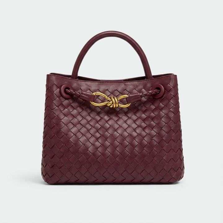 Valeria | Bolso de Mano Mujer Con Trenzado Intrecciato Y Cierre Dorado | Lujo