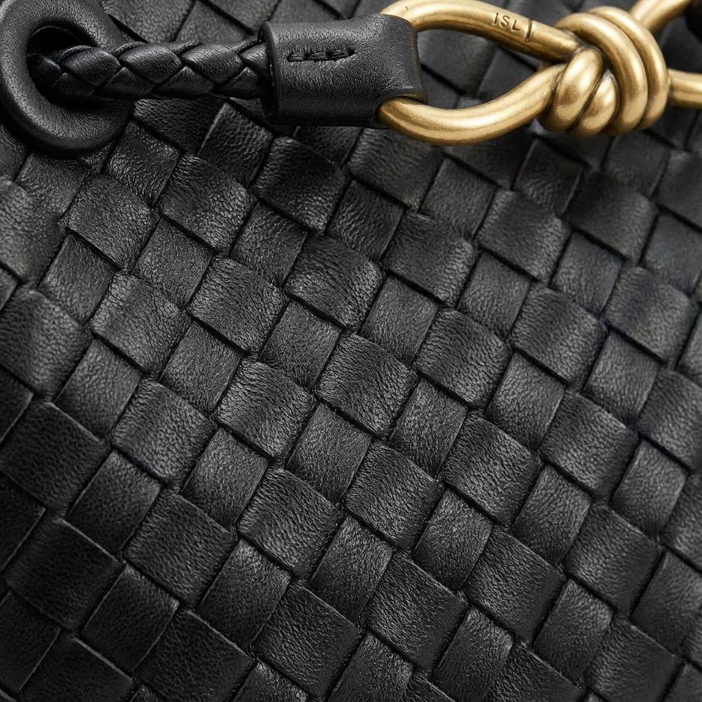 Valeria | Bolso de Mano Mujer Con Trenzado Intrecciato Y Cierre Dorado | Lujo