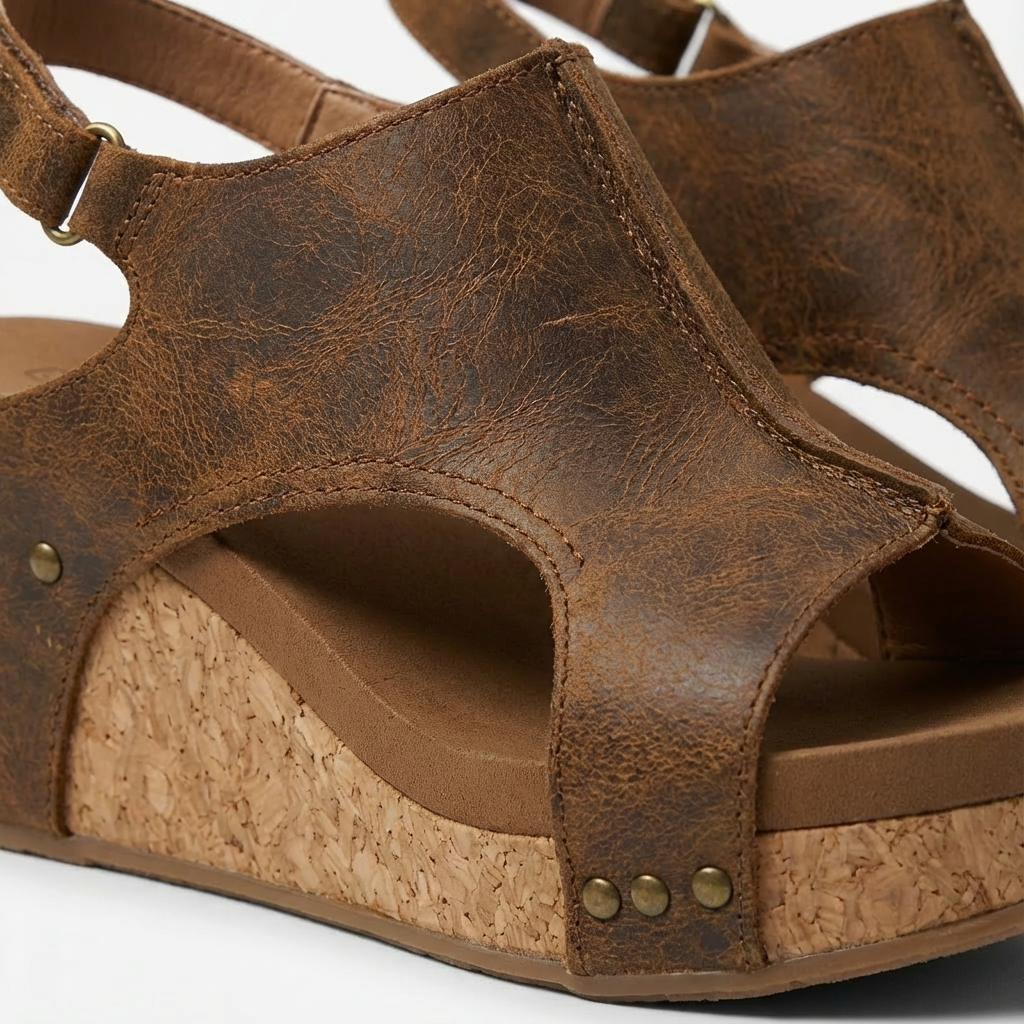 Valeria | Mujer Sandalias Cuña Con Plataforma Corcho Y Tiras Cruzadas | Veraniego