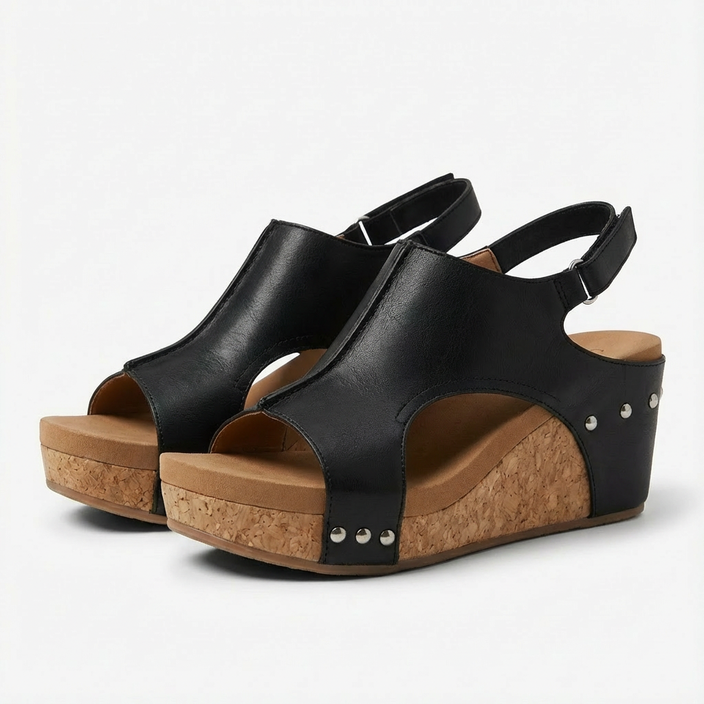 Valeria | Mujer Sandalias Cuña Con Plataforma Corcho Y Tiras Cruzadas | Veraniego