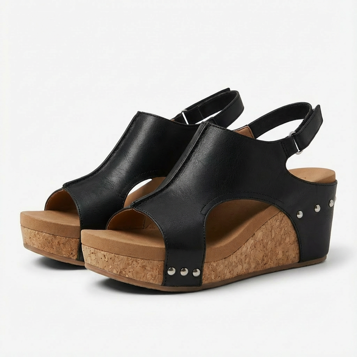 Valeria | Mujer Sandalias Cuña Con Plataforma Corcho Y Tiras Cruzadas | Veraniego